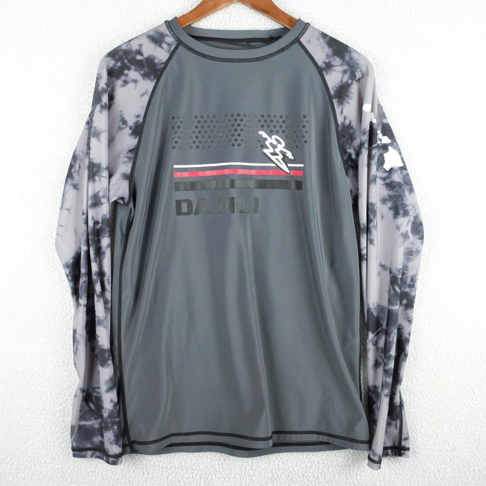 Da Hui Compression T Shirt Mens Large Gray Long Sleeve Surfing Performance
